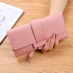 2/$30 Pink PU Leather Clutch Trifold Long Wallet Large Card Holder & Coin Purse